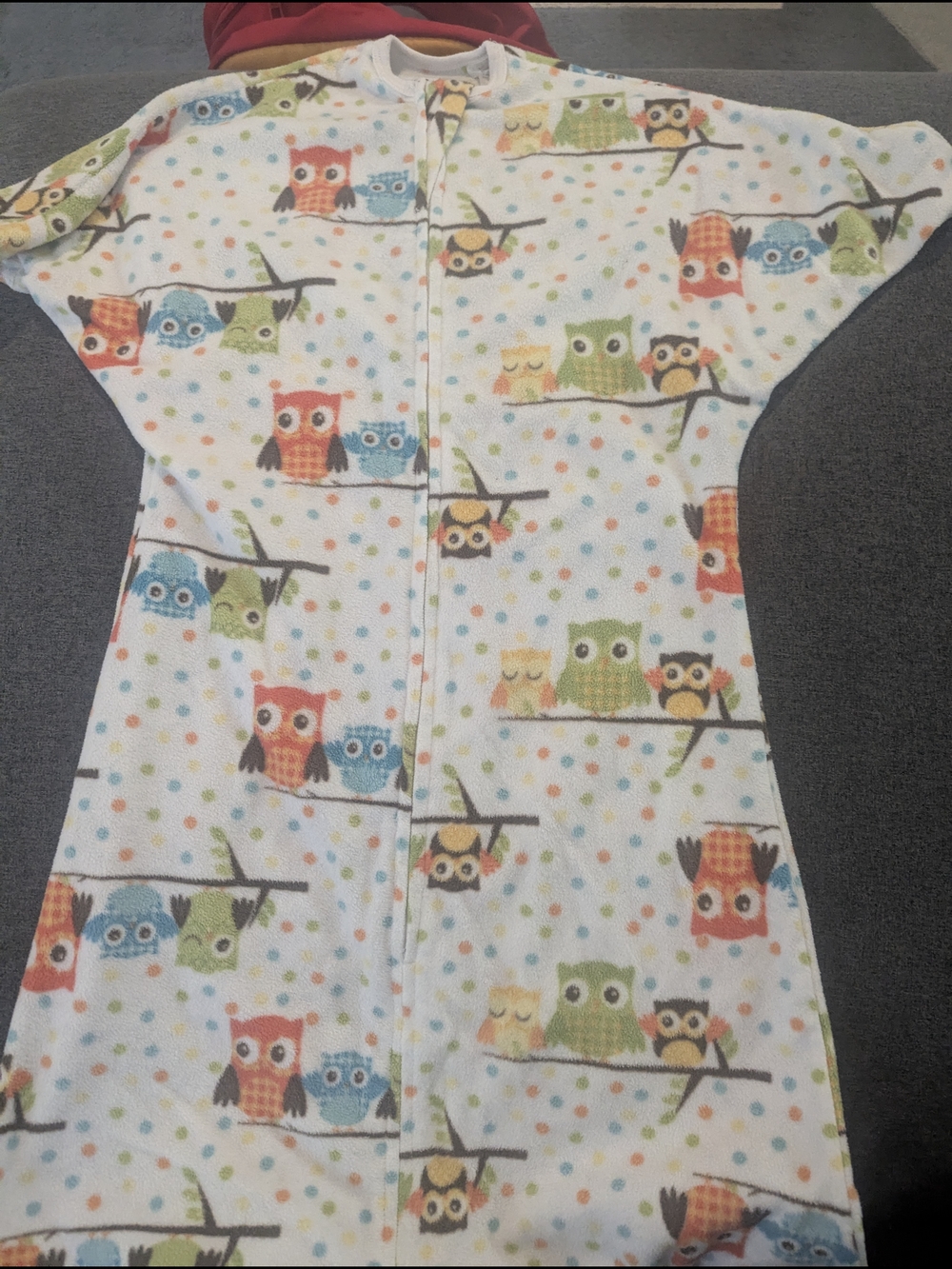 Zipadee Zip Fleece Kids Owl Print Sleep Sack - White with Multicolor Owls